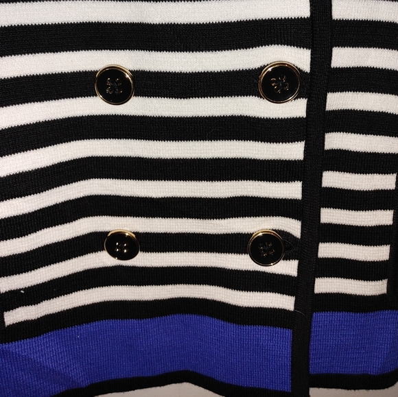 Jones New York double breasted sweater jacket size medium NWT Navy & White - Picture 2 of 7